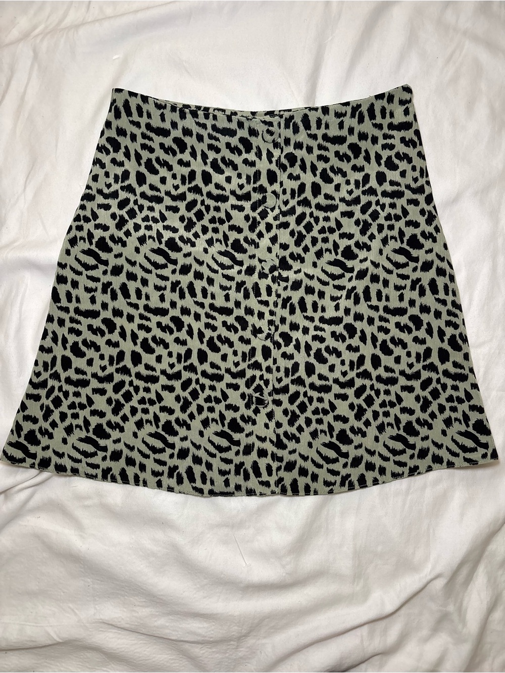 Nasty Gal Women’s Sz 2 Leopard Print Button Front A-Line Mini Skirt Animal Print